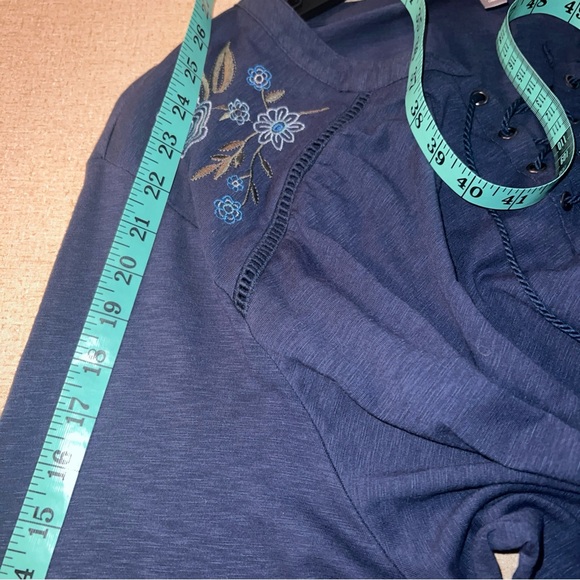 Terra & Sky BOHO Floral Embroidered Blouse 3/4 Sleeve Lace V-Neck Women’s Sz 4X - Picture 8 of 8